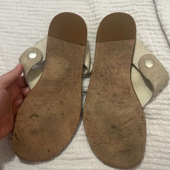 Beige Suede Toe Ring Sandals - Picture 4 of 5